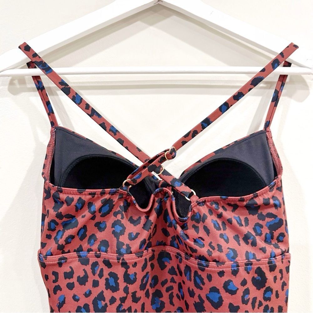 Dreamsuit Women One Piece Swimsuit 10 Leopard Ruched Retro Glam Resortwear - Picture 4 of 7